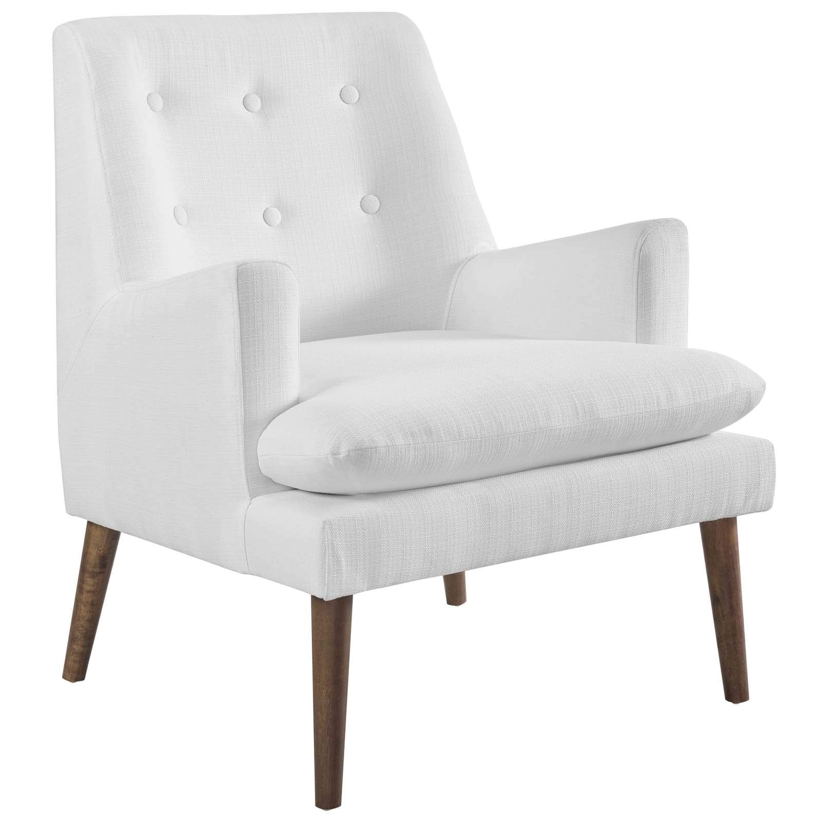 Modway Leisure Mid-Century Modern Upholstered Fabric Lounge Accent Chair In White